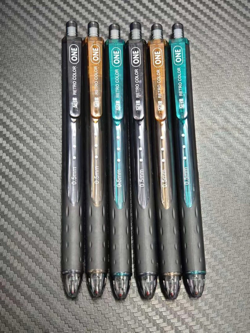 【发6支】【至锦6021简约复古按动直液式黑色st笔头0.5mm】