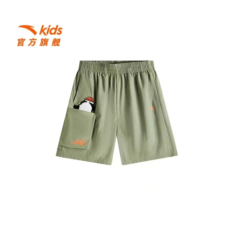 安踏儿童男小童五分裤25年夏季款透气舒适男孩防晒裤户外短裤9501