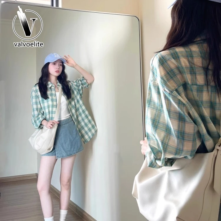 VALVOELITE格子防晒外套衬衫女时尚设计感小众幂式女款格子防晒