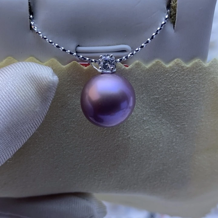 淡水珍珠吊坠(不含链)18K金镶嵌