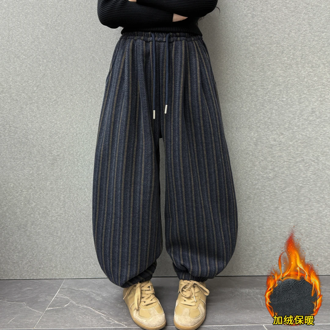 女童秋冬款加绒加厚灯笼裤女孩冬装一体绒休闲哈伦裤中大童卫裤潮
