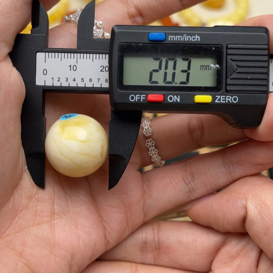 琥珀未镶嵌裸石蜜蜡圆珠静