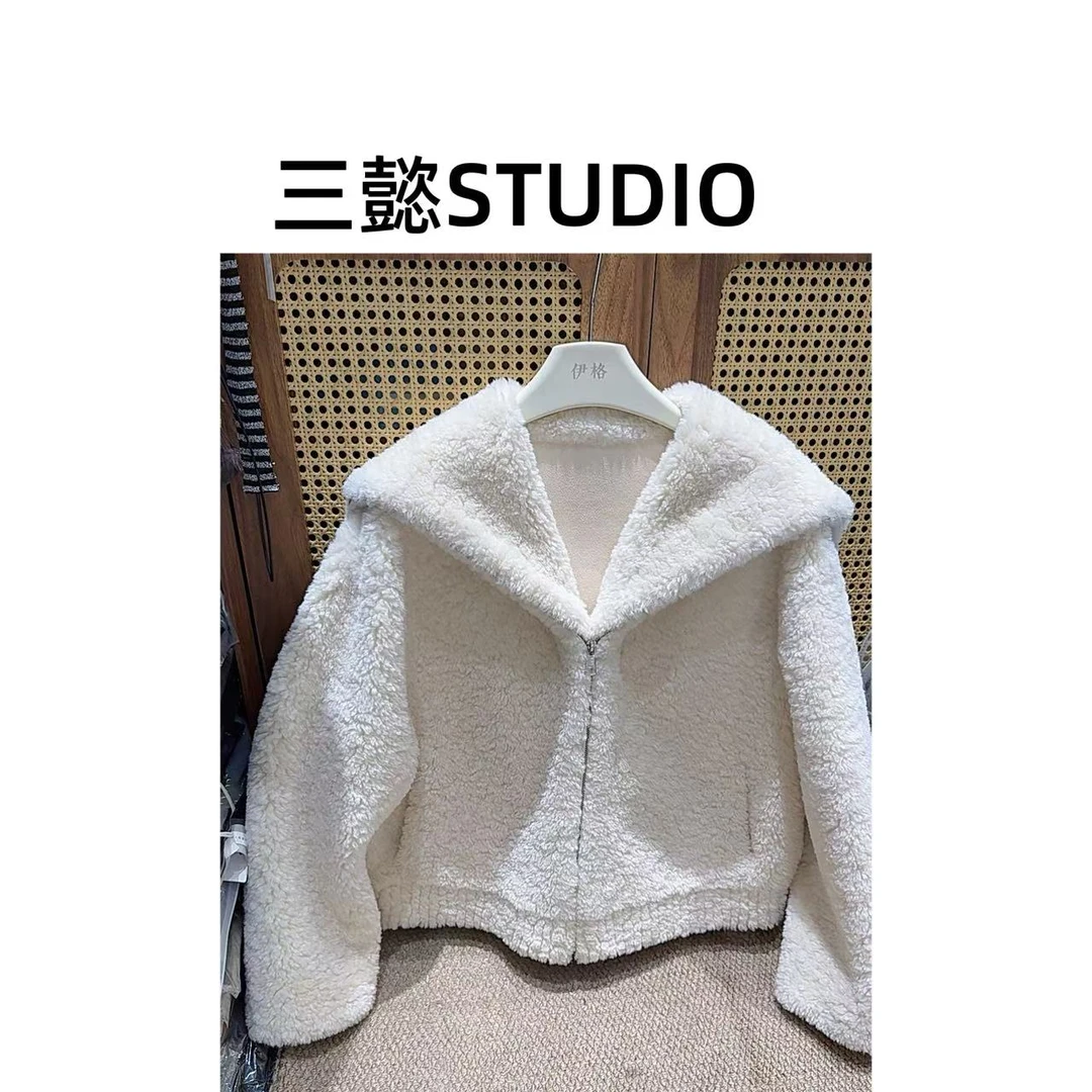 【三懿服饰】韩版时尚大翻领拉链短款休闲百搭外套-1166