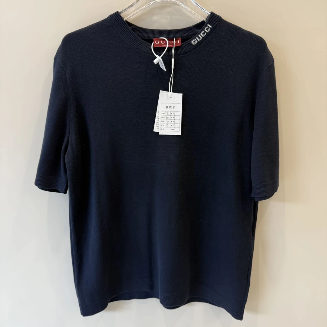 99新 GUCCI/古驰 羊毛logo短袖 L码 AA10353