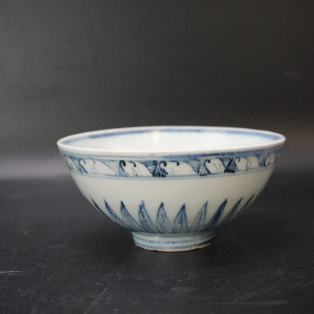 Lot.25120045明正德青花海螺纹碗 高：约6.6cm直径：约14.2cm