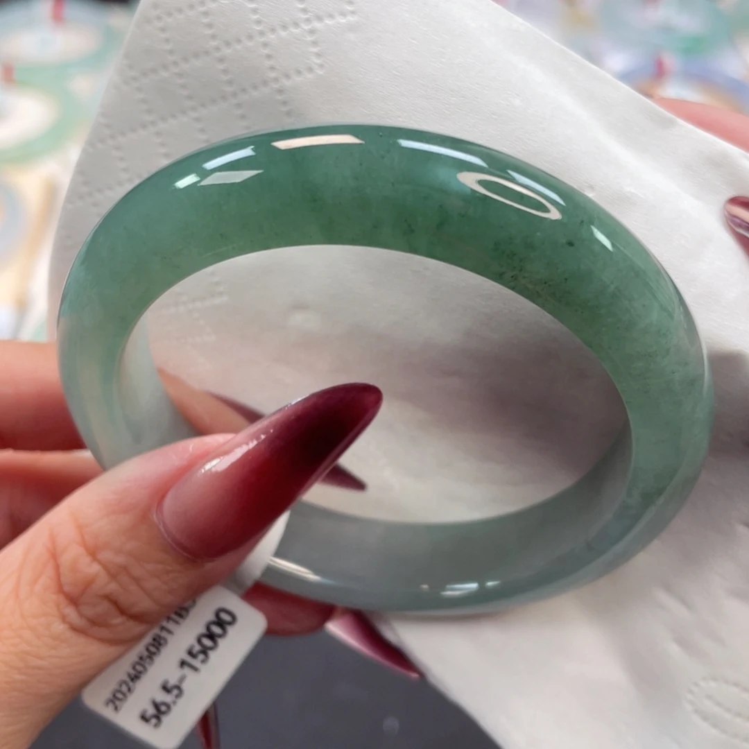 未镶嵌手镯翡翠40号种老冰胶特色半山水湖水绿端庄高贵