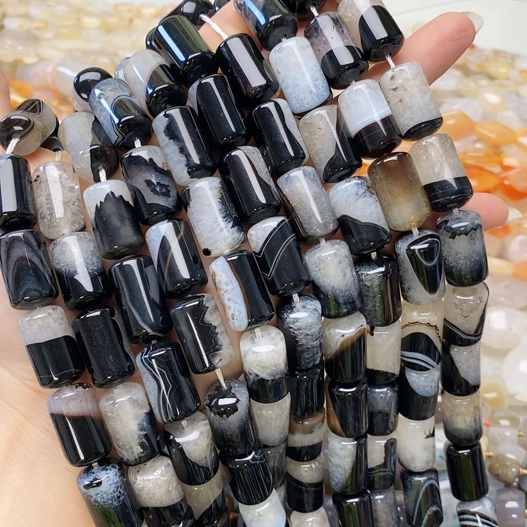 玛瑙/玉髓未镶嵌珠宝半成品玛瑙水晶共生一条