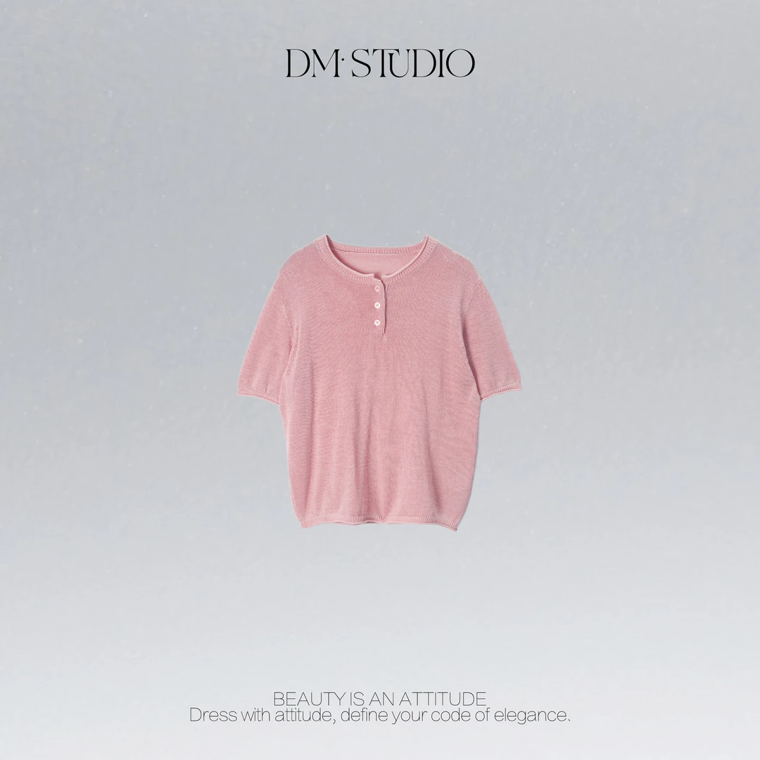 DEDM•STUDIO/夏季百搭气质极简风纯色圆领短袖上衣2506ZZS/5006