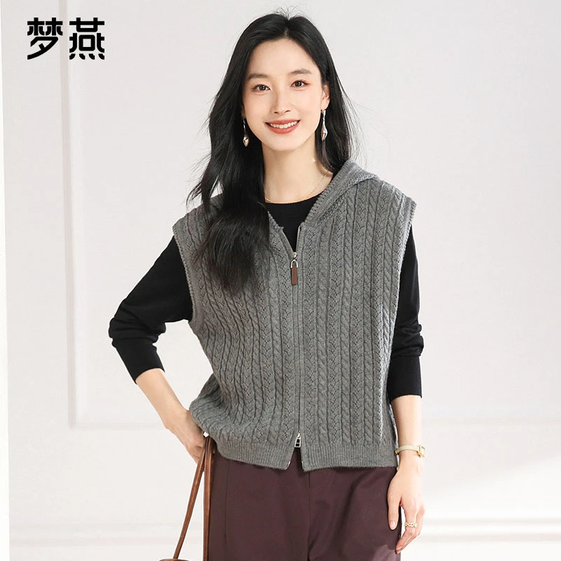 梦燕春秋女时尚百搭气质大方宽松休闲舒适简约显瘦马夹7AC03B5002