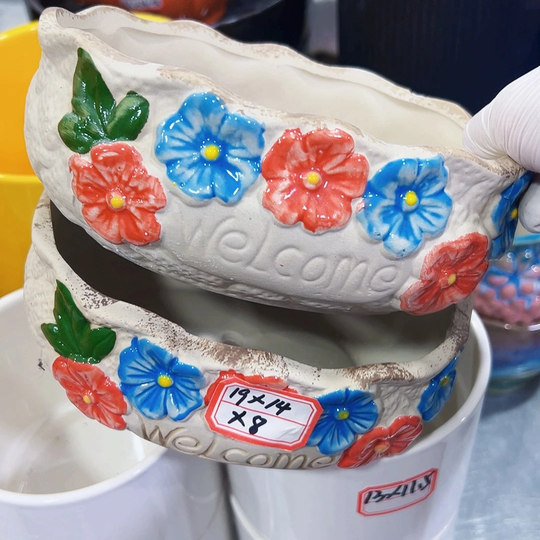 有孔外贸尾单陶瓷花盆凑单10米包邮