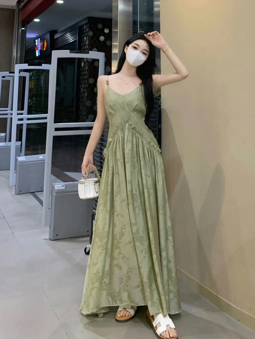 【A351-A400】2025新款气质收腰长裙茶歇法式赫本风碎花连衣裙夏季