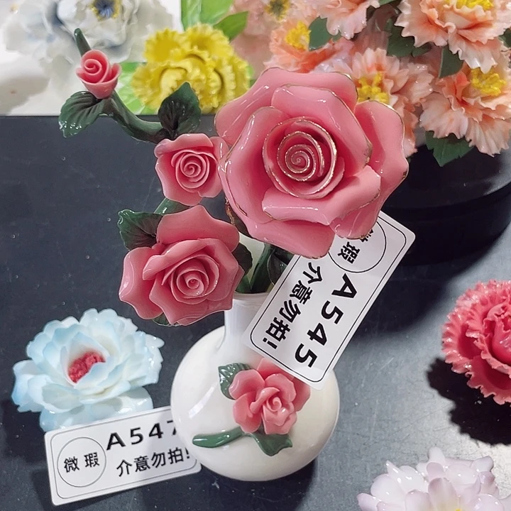 瓷片纯陶瓷手工捏花