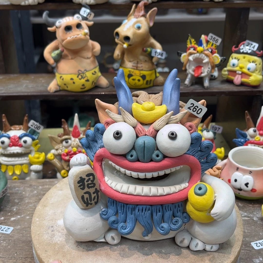 摆件纯手工抽象陶瓷摆件微瑕260