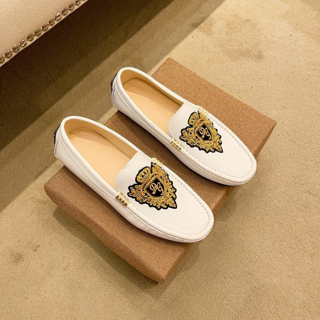 欧洲站小蜜蜂真皮男鞋2025新款休闲鞋一脚蹬懒人鞋乐福鞋夏豆豆鞋