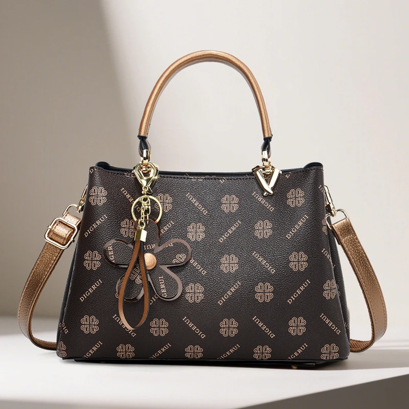 玫瑰袋鼠2025新款印花大气斜挎包中年女士包包百搭气质手提包女包