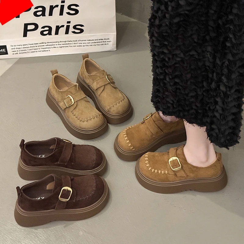 爆款厚底勃肯鞋女单鞋2025秋季新款一脚蹬乐福鞋复古百搭懒人鞋女