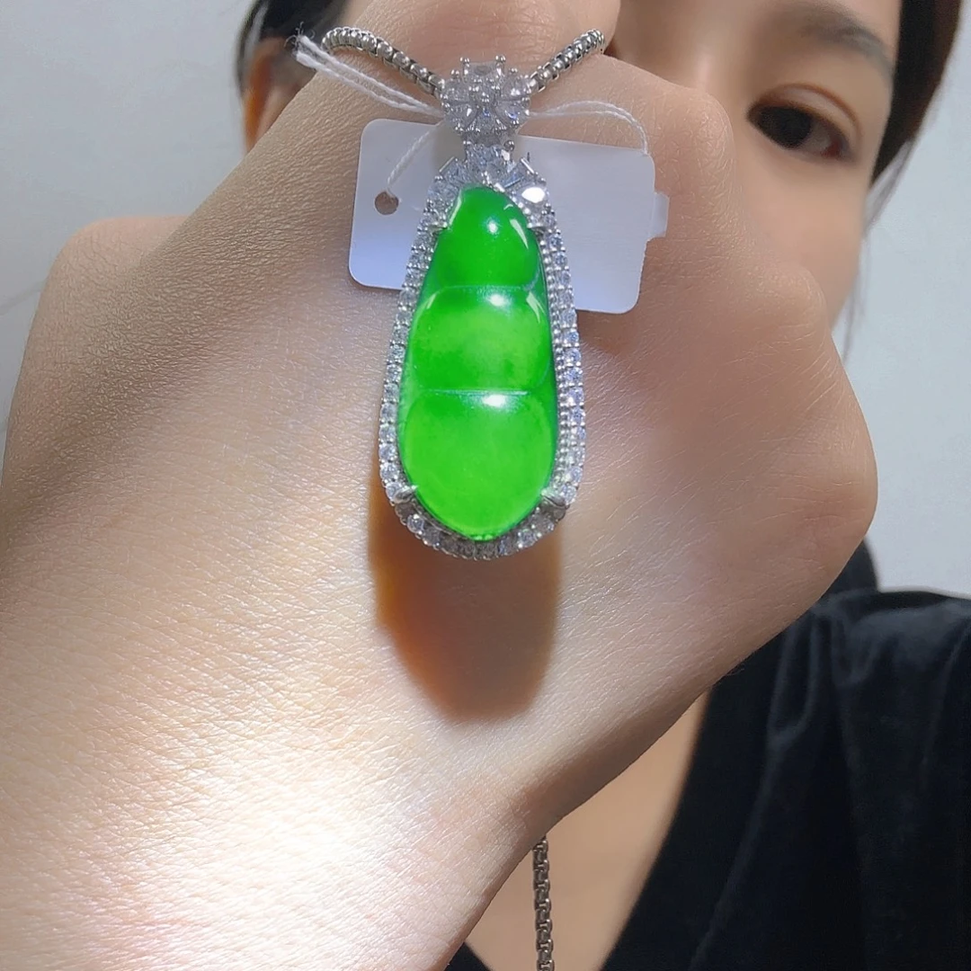 翡翠银S925镶嵌吊坠(不含链)