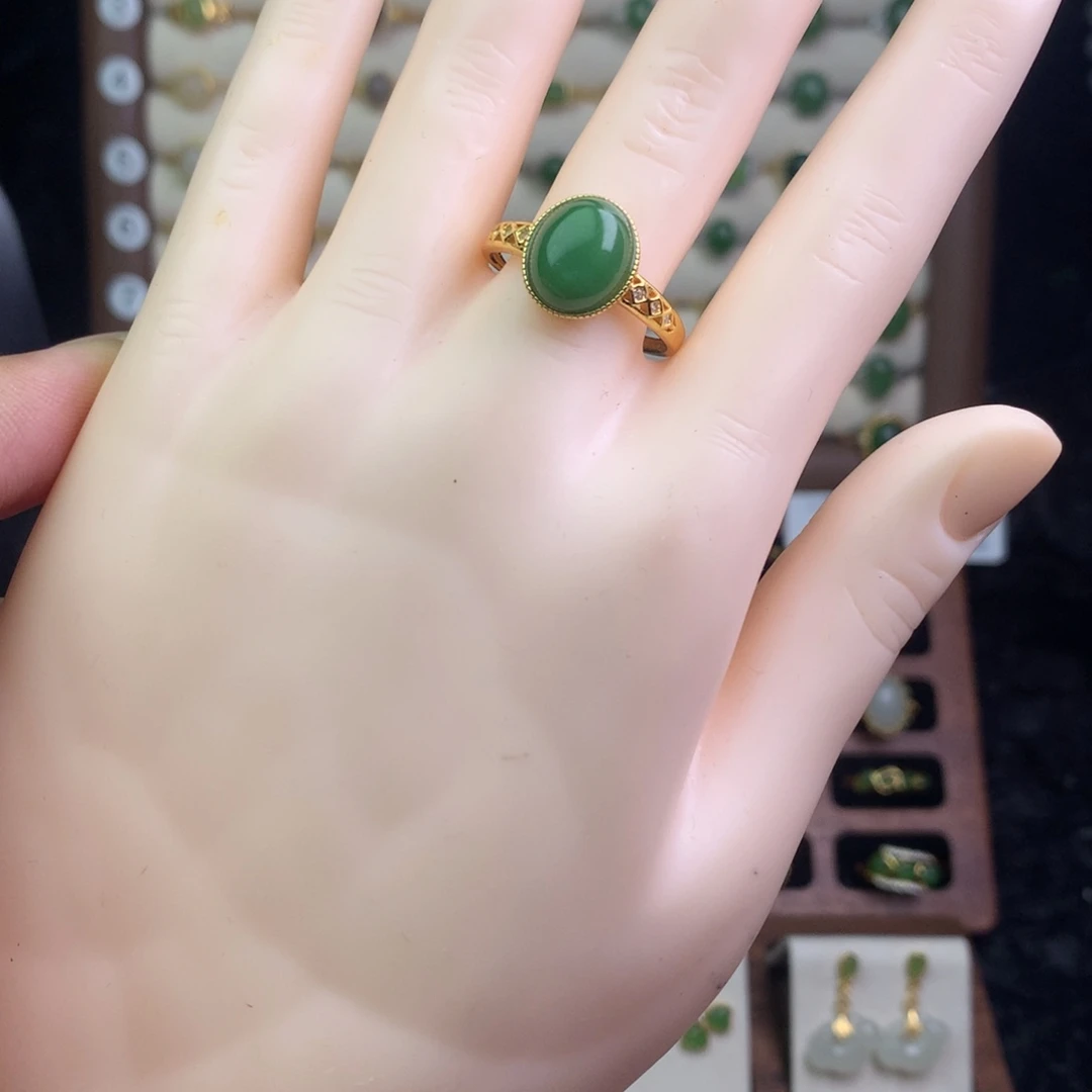 和田玉银S925镶嵌戒指