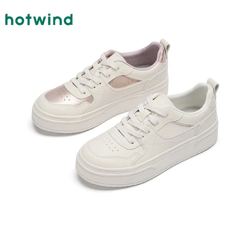 热风女士小白鞋多巴胺透气厚底干爽舒适时尚休闲鞋H14W25140