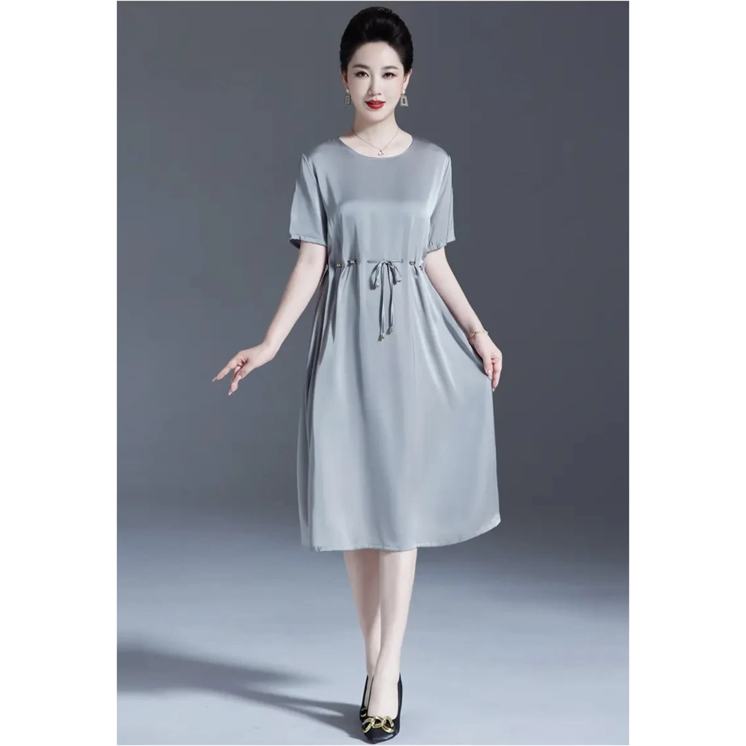 【银海 】休闲裙子宽松显瘦收腰气质时尚女士夏季中长款连衣裙2102