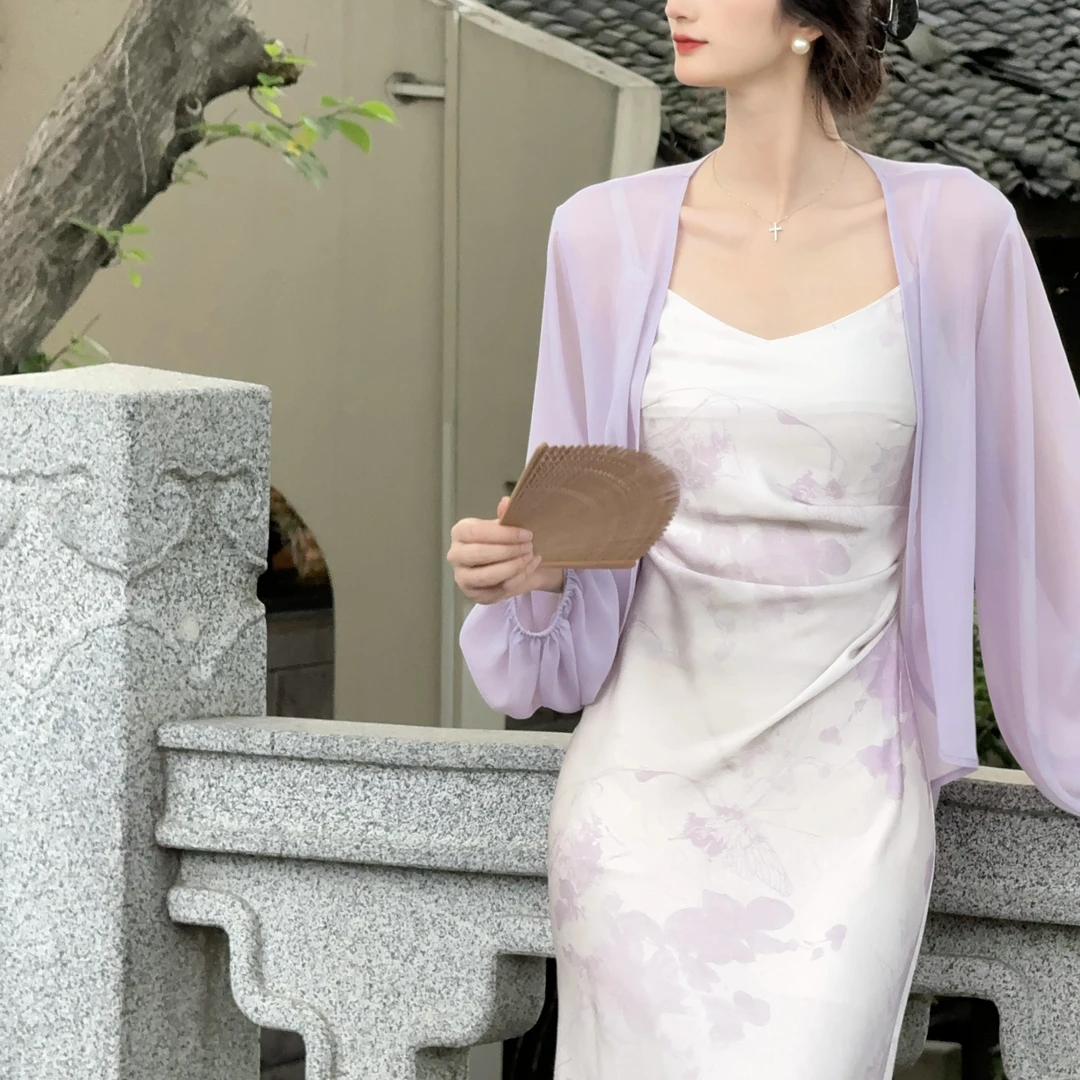 【丢丢】披肩在这里新中式修身印花夏季清冷系穿搭L52XS296