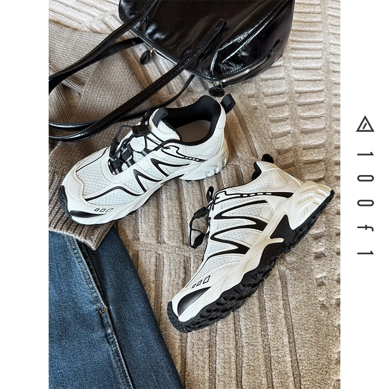 律动黑线条休闲鞋 柔韧透气 舒适不闷脚 厚底增高 显高显瘦F2431