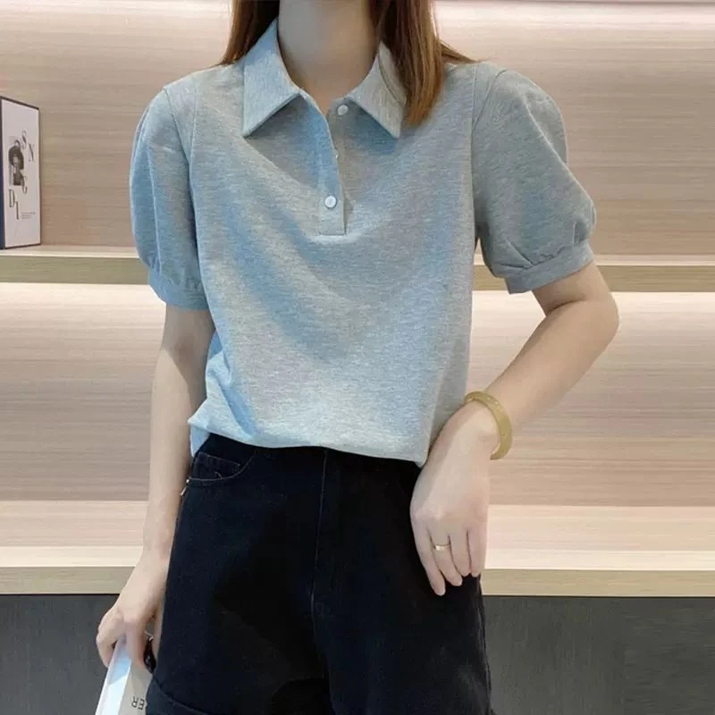 2025夏季大码女装胖MM新款学生翻领polo衫宽松辣妹纽扣V领T恤上衣