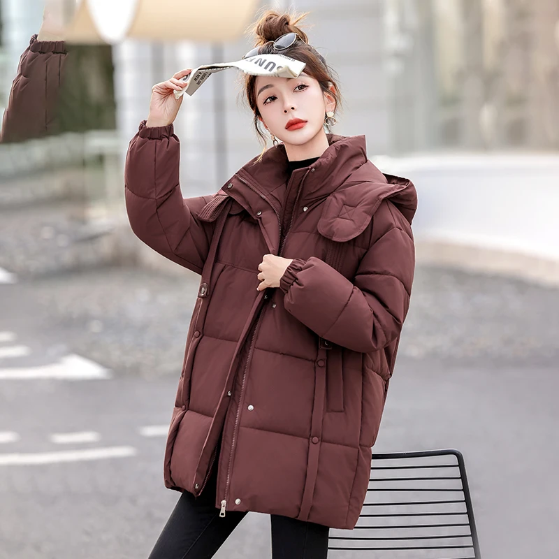 2025秋冬棉衣韩版中长款宽松长款女士冬季棉服棉服保暖加厚
