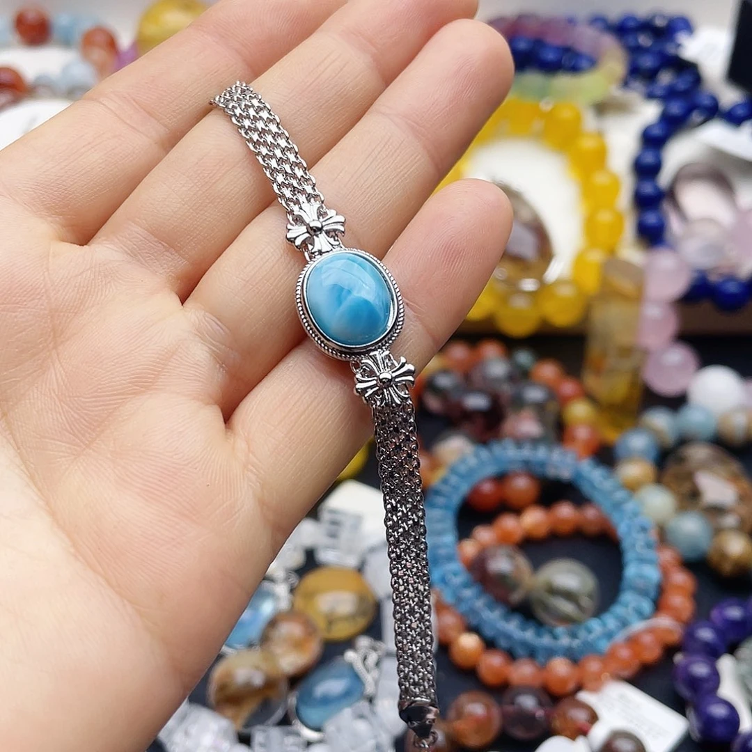 戒指银S925镶嵌烟晶