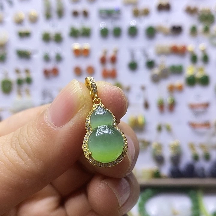 和田玉（碧玉）银S925镶嵌吊坠(不含链)