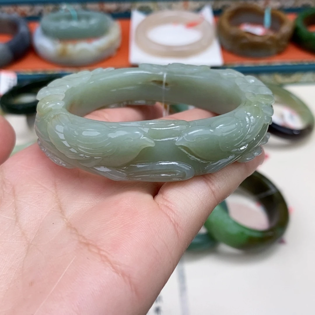 和田玉未镶嵌手镯手镯 58