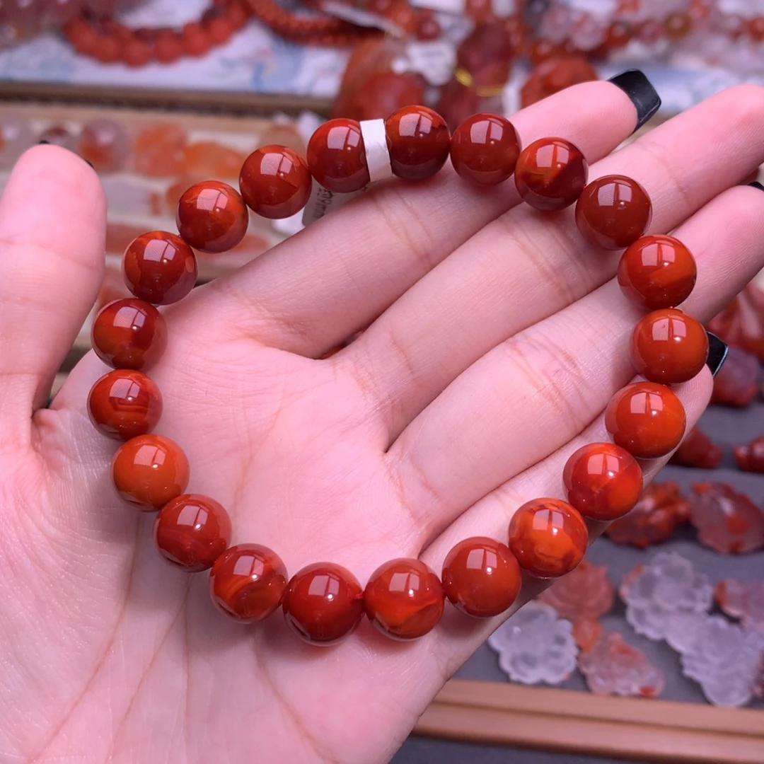 南红玛瑙未镶嵌珠宝半成品满肉牛血红单圈