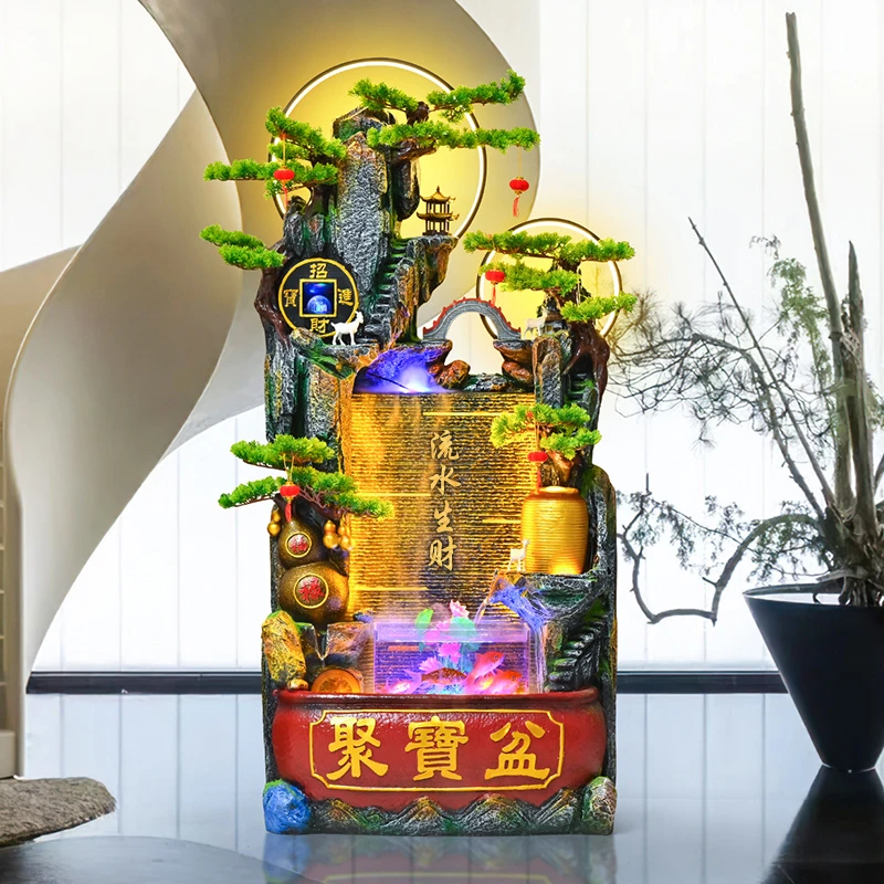 葫芦假山聚宝盆流水摆件客厅玄关招财风水轮高山循环水景观装饰品