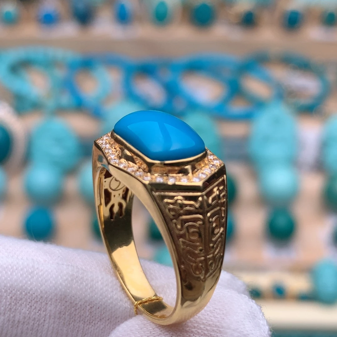 绿松石18K金镶嵌珠宝奇石