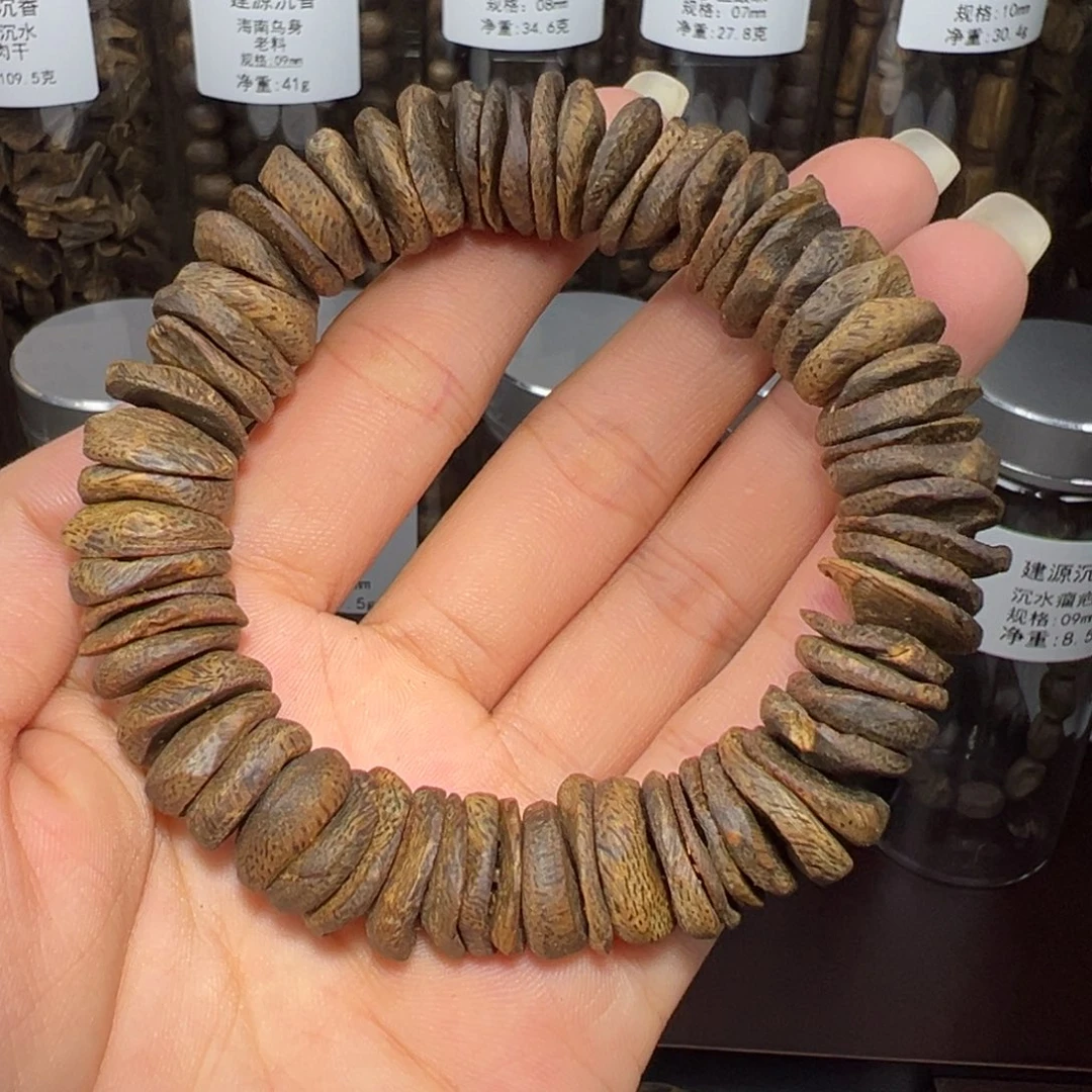 沉香手串乌身老料天然包壳14mm/24.4g单圈