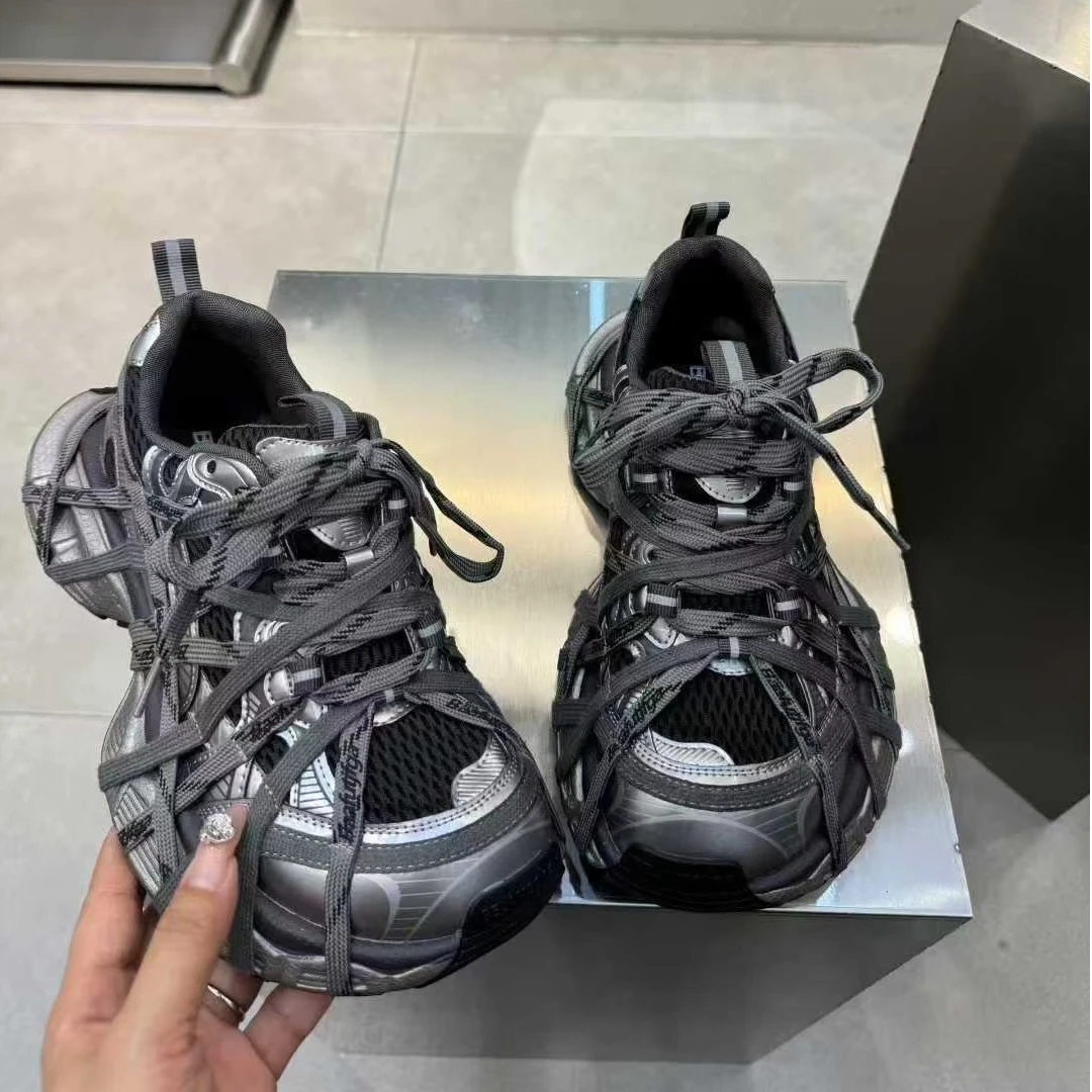 双十二爆款绑带老爹鞋女2025秋季新款做旧擦色厚底增高运动休闲鞋