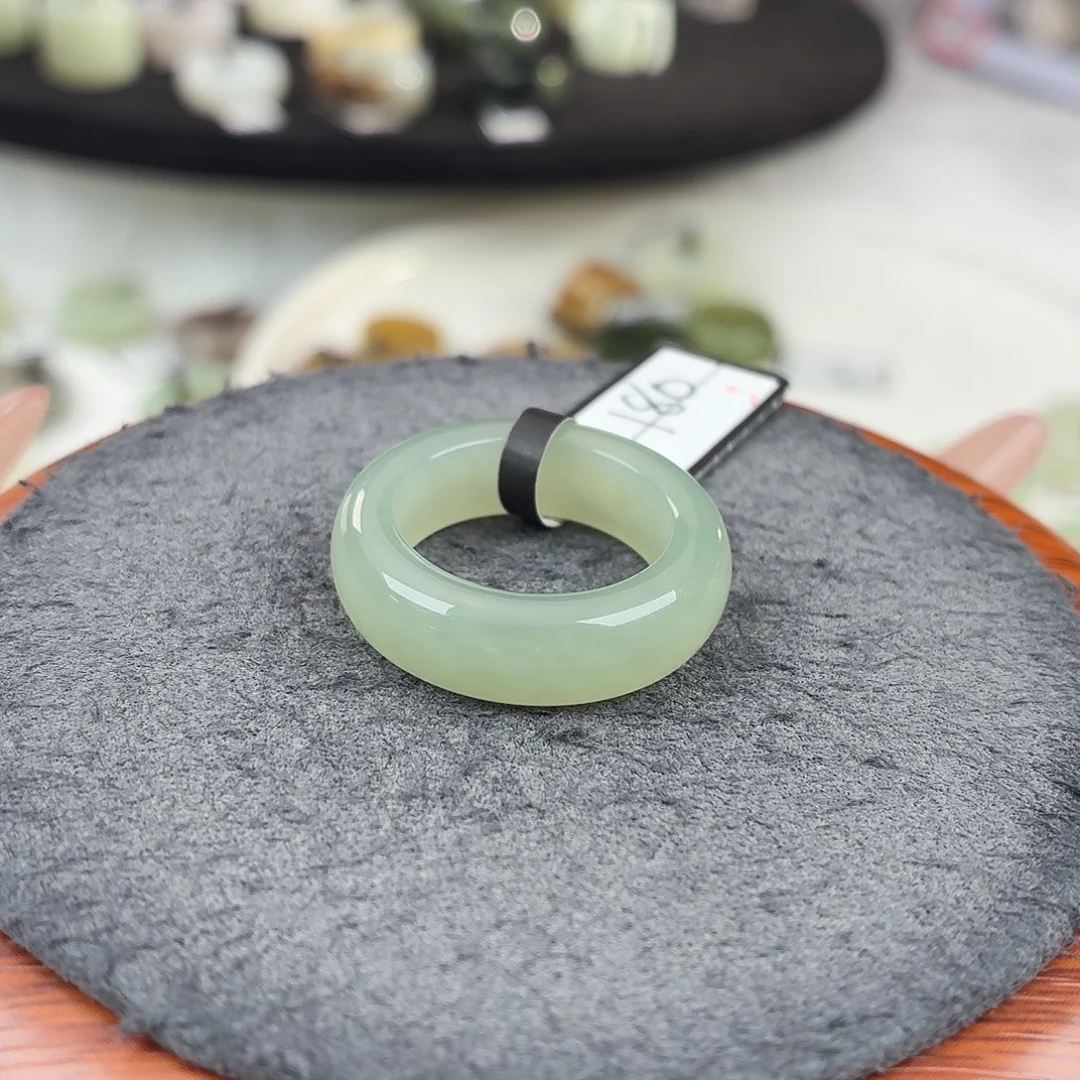 和田玉未镶嵌戒指b44冰青窄轮胎18.1