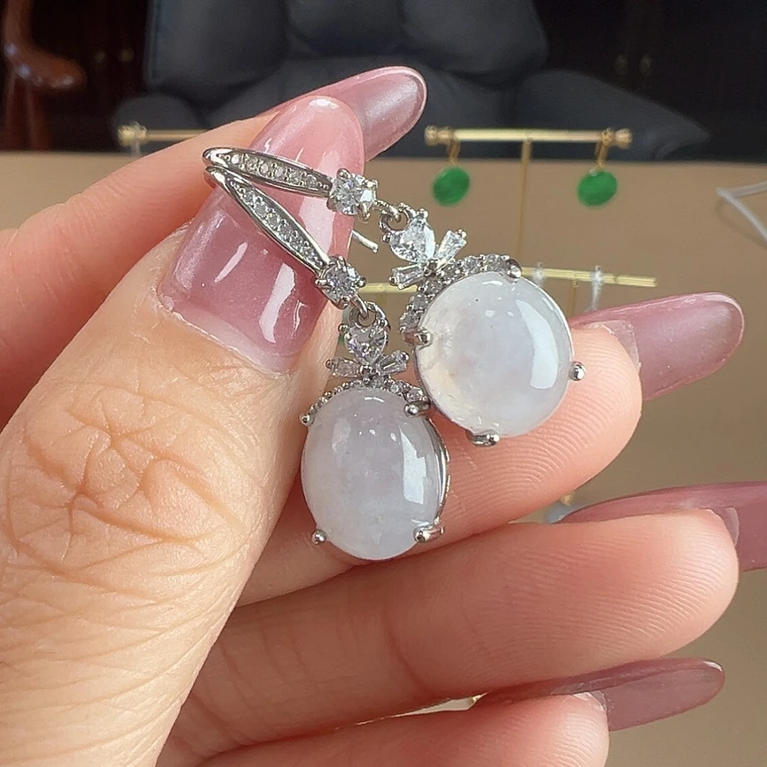 翡翠银S925镶嵌耳饰耳饰51