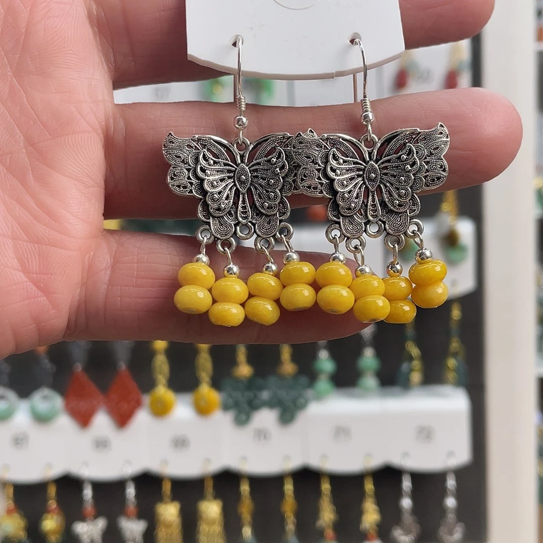 心***花翡翠未镶嵌耳饰79