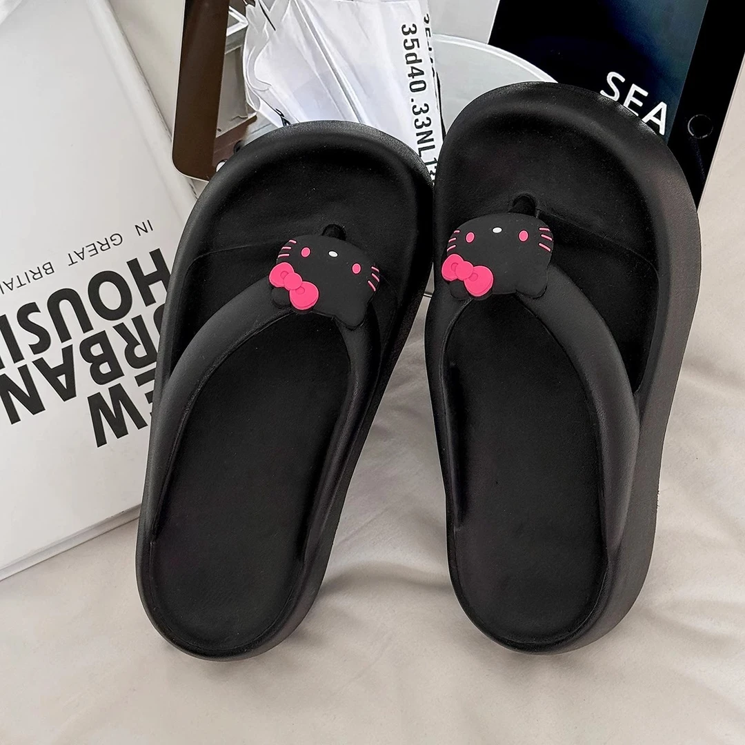 Kitty厚底人字拖女款可外穿夹趾拖鞋eva防滑软底沙滩增高凉拖鞋女