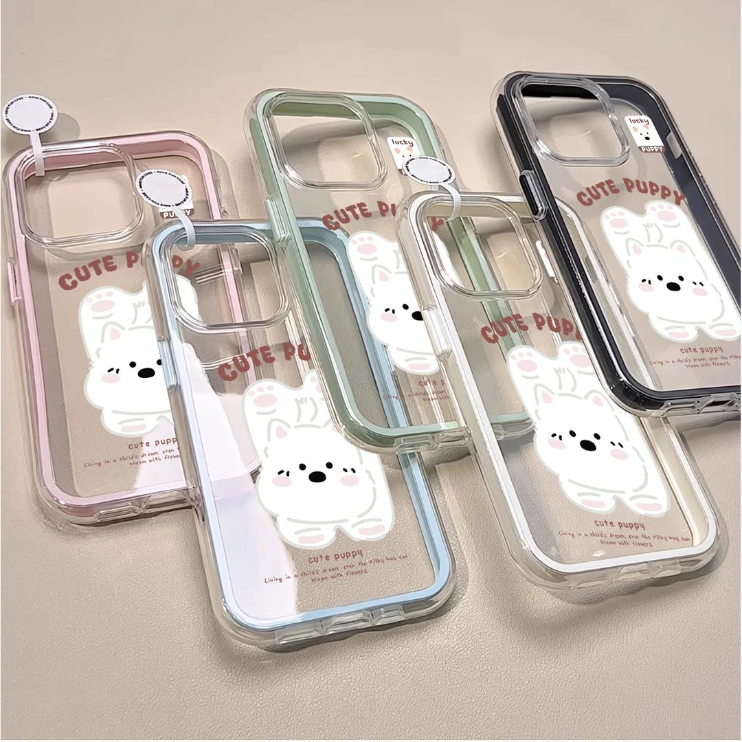 倒立西高地适用苹果16/15可爱狗狗手机壳撞色vivo华为p70oppo小米