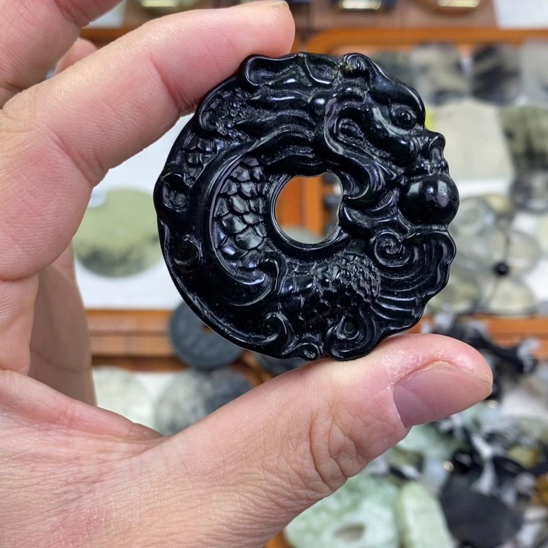 岫玉未镶嵌颈饰岫玉龙鱼吊坠