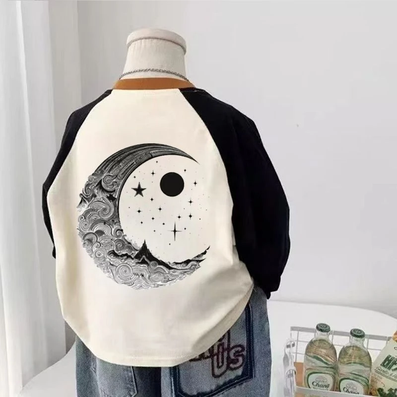 2025新款男童宝宝秋装女孩长袖t恤春秋款秋季上衣T儿童打底衫美式