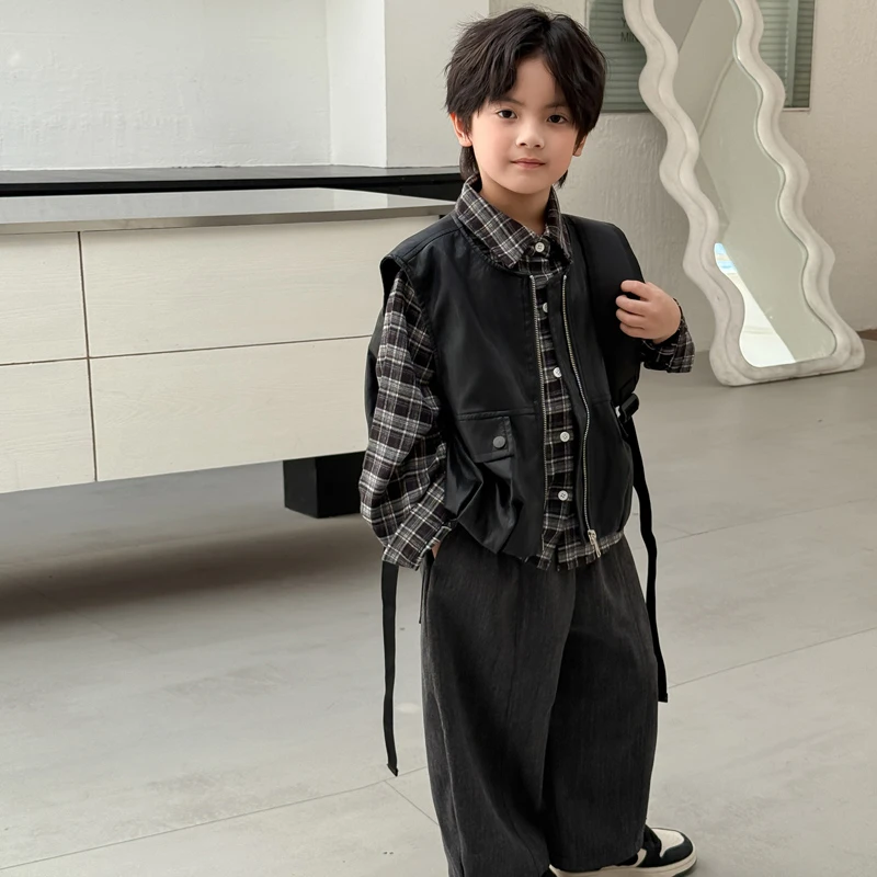 男童套装春秋款2025新款帅气儿童装秋季潮酷男宝宝秋装三件套衣服