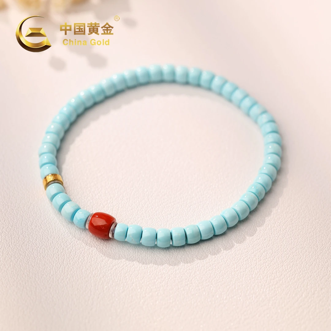 【中国黄金】绮琴 | 绿松*手串*18K金镶嵌-S2842-Y