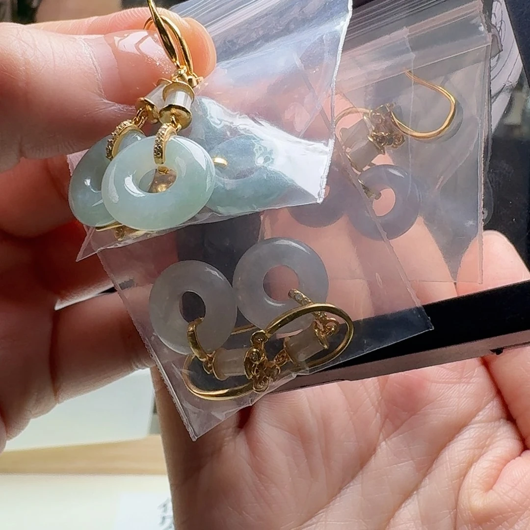 翡翠耳饰银S925镶嵌多样性发货其一