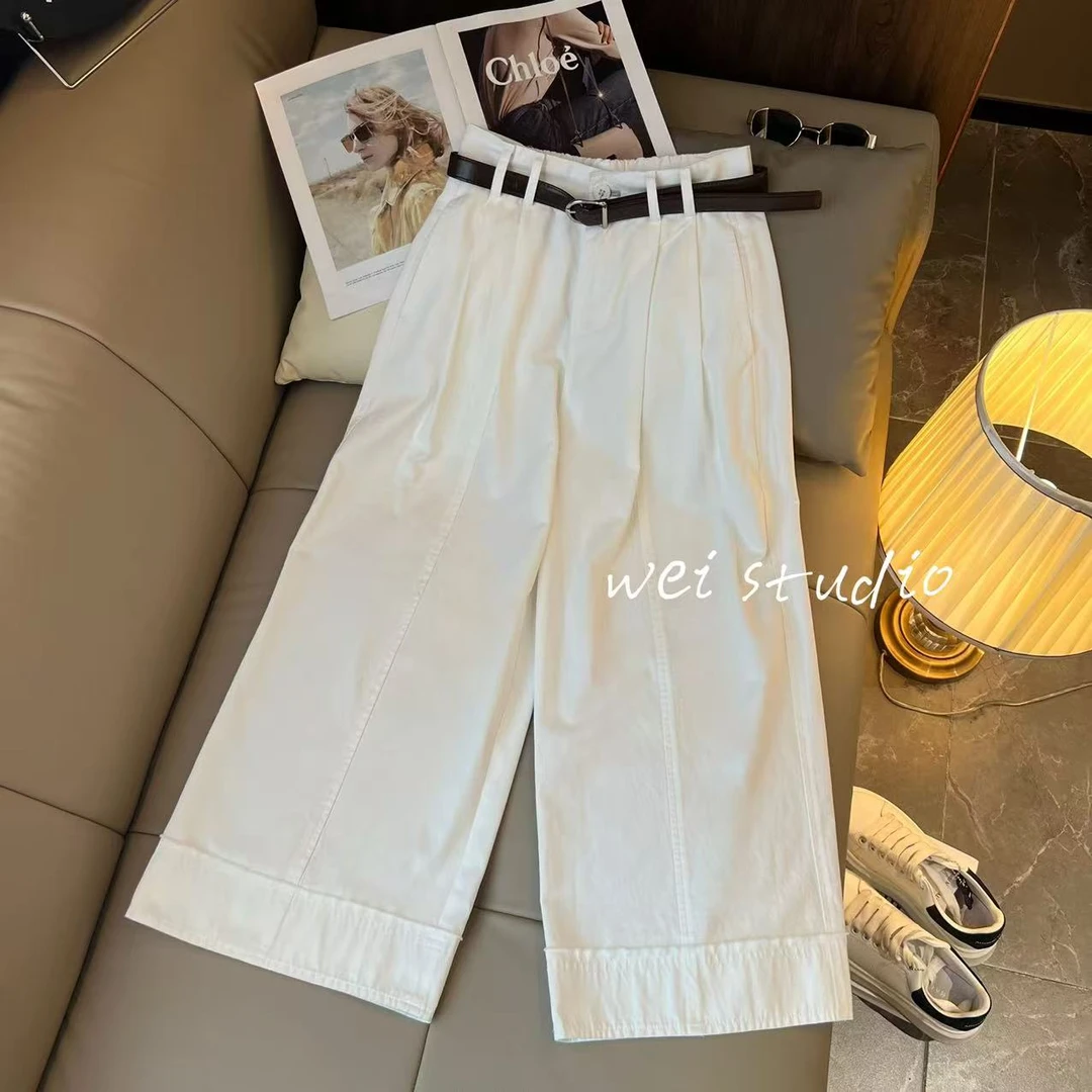 【精致感】夏季新款时尚白搭直筒阔腿纯色休闲裤K1362-欧韩穿搭