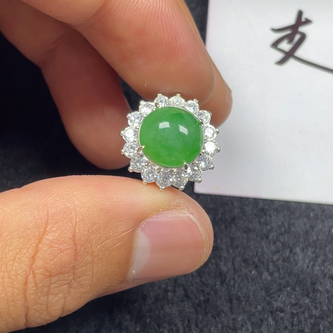 翡翠银S925镶嵌戒指