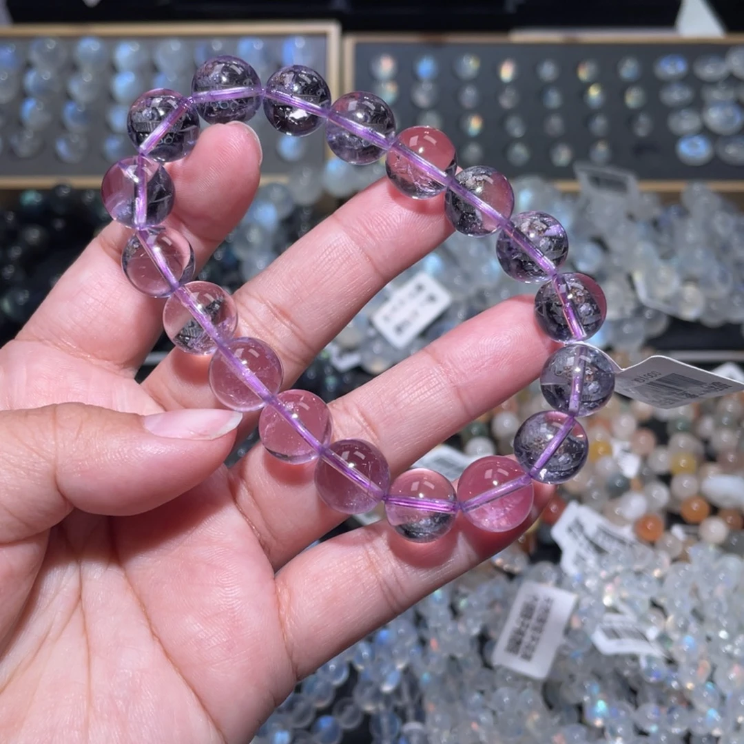 蓝***笑水晶手链未镶嵌玻利维亚紫水晶手链11mm+