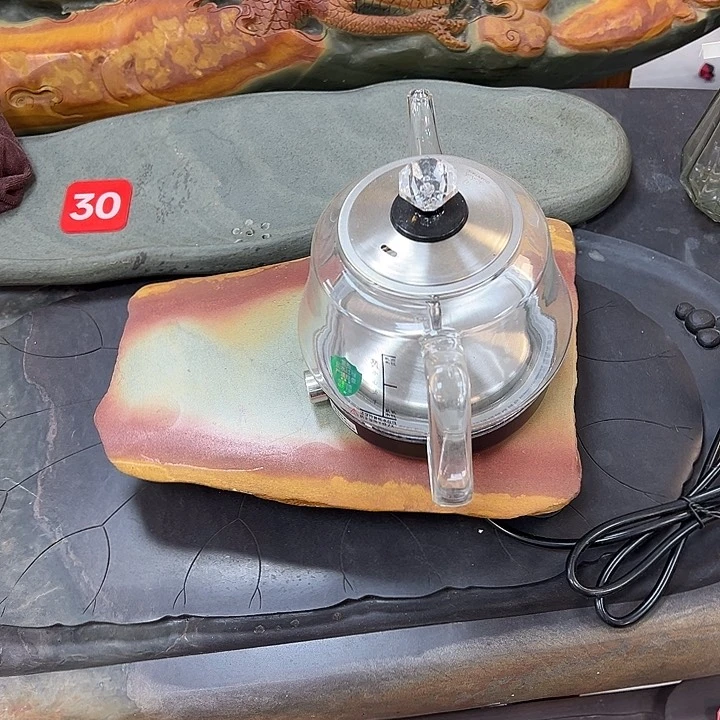 端砚石底座自动上水烧水壶